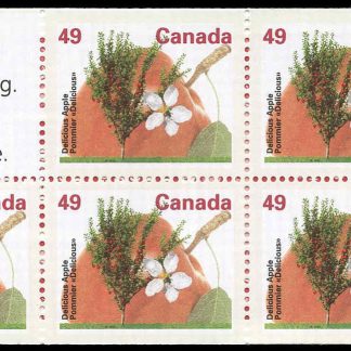 Canada Stamp Booklet - #BK156 Delicious Apple (1992) 5 x 49¢ Booklet of 5 stamps (#1364b in cover), 2 overlapped stamps on the cover - Image 2