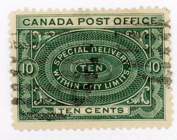Canada Stamp - E - Special Delivery #E1 - Special Delivery Stamps (1898) 10¢ (GRADE F-U)