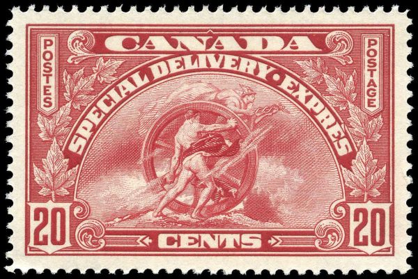 Canada Stamp - E - Special Delivery #E6 - Confederation Issue (1935) 20¢ (GRADE VF-MH)