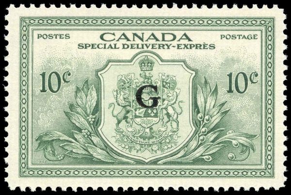 Canada Stamp - E - Special Delivery #EO2 - Special Delivery (1950) 10¢ Overprinted G (GRADE-VF-MLH)