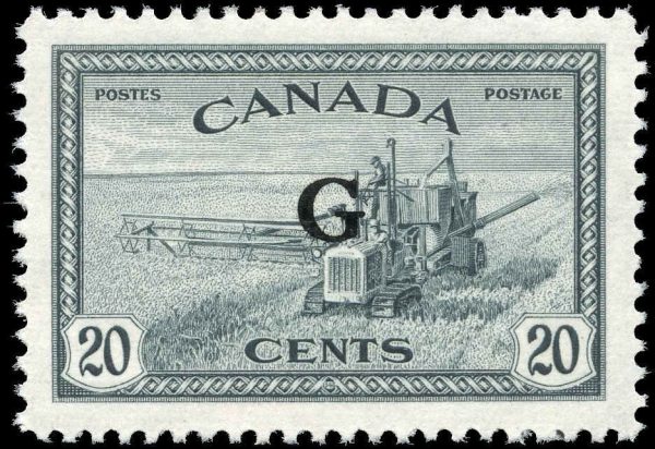 Canada Stamp - O - Official #O23 - Combine (b) (1950) 20¢ Overprinted G