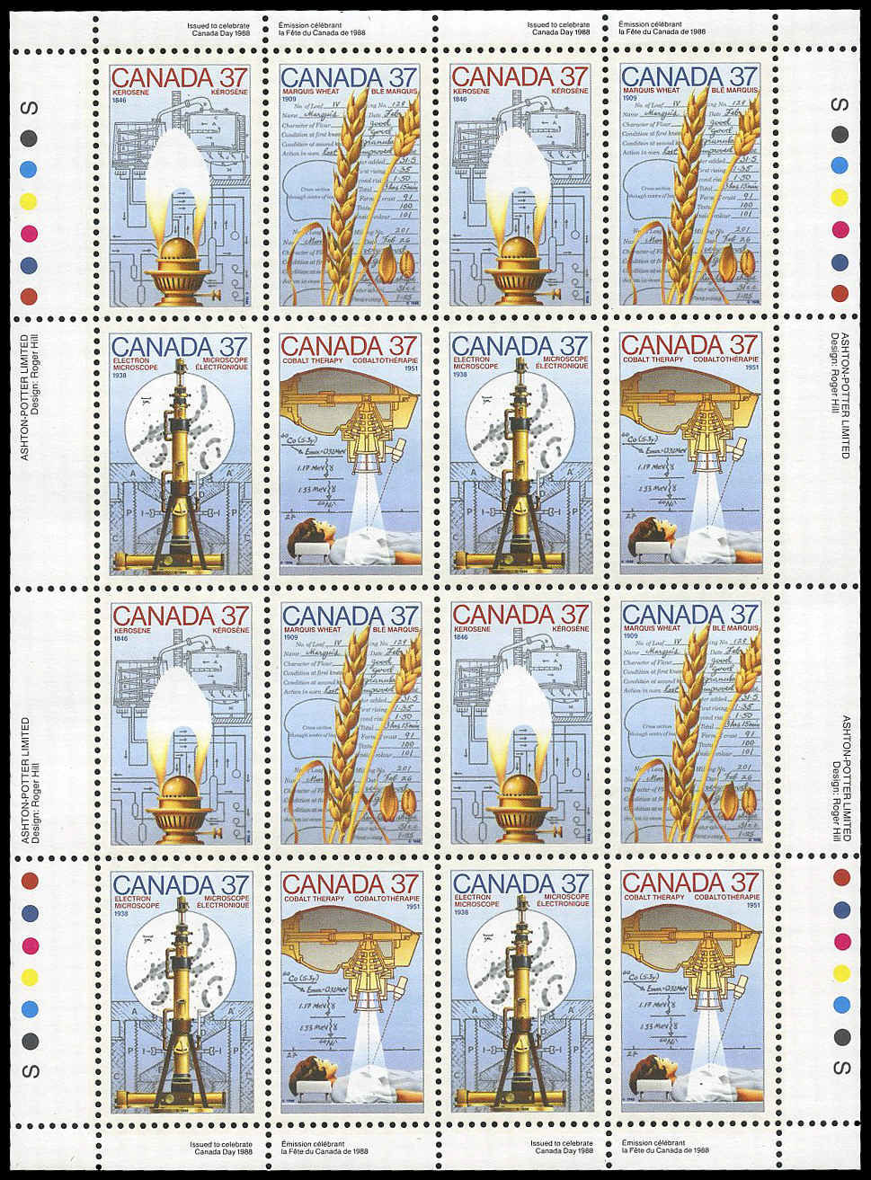 Canada Stamp sheet#1209a - Canada Day-Science and Technology-3 (1988) 4 x 37¢ Se-tenant block of 4 (1206-1209)