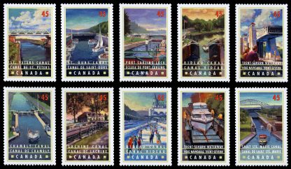 Canada Stamp #1725-34 - Canals (1998) 10 x 45¢ Series of 10