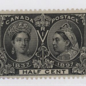 Canada Stamp #50 - Queen Victoria in 1837 and 1897 (1897) 1/2c -- MLH -- VF