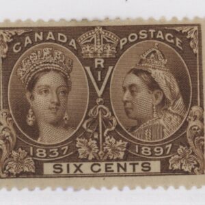 Canada Stamp #55 - Queen Victoria in 1837 and 1897 (1897) 6c -- MH -- F
