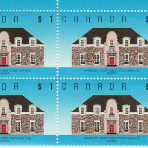 1989 Canada Sc#1181 High Values Architecture PLATE BLOCK FROM PLATE 1