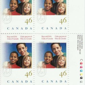 CANADA Plate bloc - Scott 1857 - NH - inscription - 46¢ Boys & Girls Club (2000)
