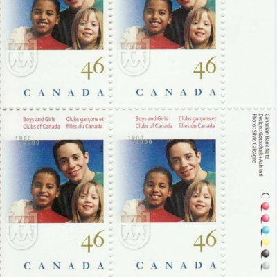 CANADA Plate bloc - Scott 1857 - NH - inscription - 46¢ Boys & Girls Club (2000)