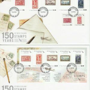 NEW ZEALAND 2005 150th STAMP ANNIV Full Set of 6 FDC in NEW condition
