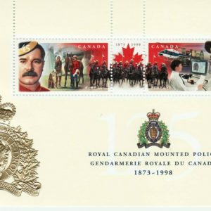 Canada Stamp #1737b - RCMP-125th Anniversary (1998) 2 x 45¢ Souvenir Sheet of 2