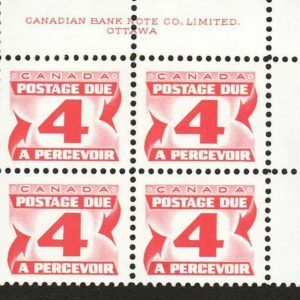 Canada #J31iii 1974 4 ct  POSTAGE DUE Plate Blk HIGH BRIGHT MNH
