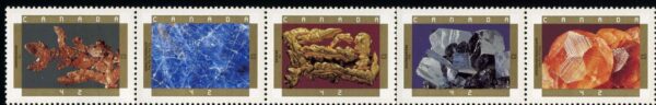 Canada Stamp #1440a - Canadian Minerals (1992) 5 x 42¢ Horizontal strip of 5 ...