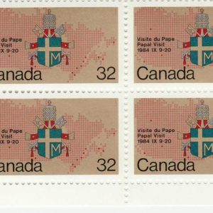 Canada PB#1030 - Papal coat-of-arms and map (1984) 32¢