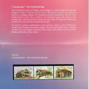 N.1019-Vietnam Tiled roof bridge set 3 2012 MNH, in original Vietnam Post Folder