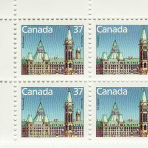 0.37 Plate Block #1163 - Parliament Buildings (1987) 37¢