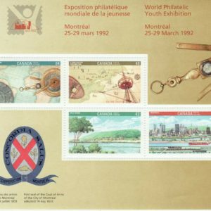Canada Stamp #1407a - Canada 92 (1992) 2 x 42¢, 1 x 48¢, 1 x 84¢ Souvenir Sheet of 4 (1404-1407)