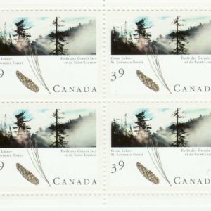 Canada Stamp #1284a - Great Lakes-St. Lawrence Forest (1990) 4 x 39¢ Souvenir Miniature Pane of 4
