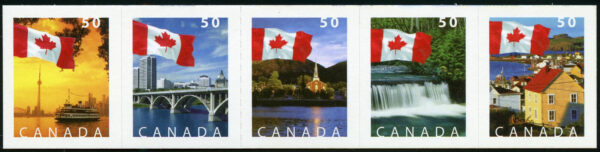 Canada Stamp #2080aiii - Flag over Toronto, ON, Island Ferry (2004) 5 x 50¢