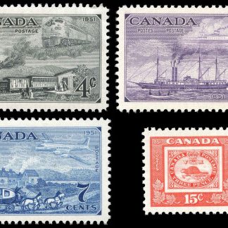 Canada Stamp #311-4 - Stamp Centenary (1951) 1 x 4¢, 1 x 5¢, 1 x 7¢, 1 x 15¢ ...