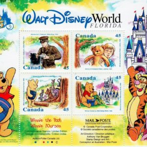 Canada Stamp #1621b - Winnie the Pooh (1996) 4 x 45¢ Souvenir Sheet of 4