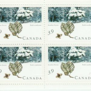 Canada Stamp #1283a - Acadian Forest (1990) 4 x 39¢ Souvenir Miniature Pane of 4