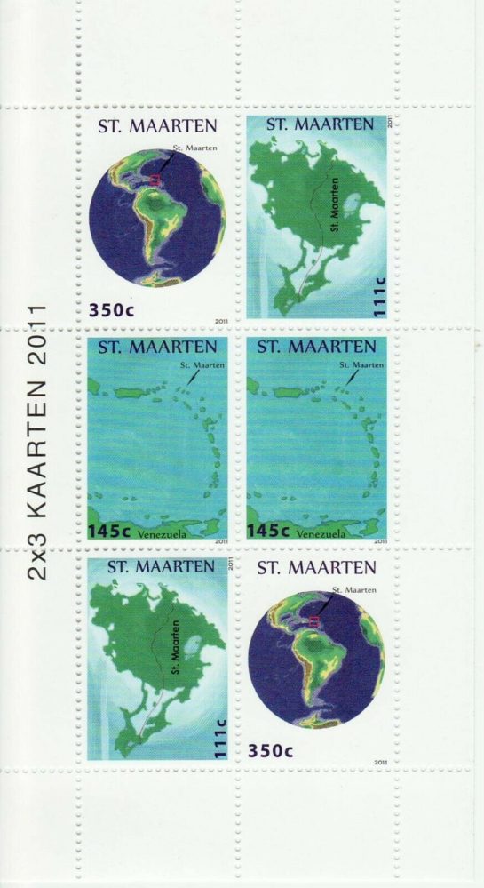 St. Martin Stamp [SC#007]  (2011) Maps Miniature Sheet MNH